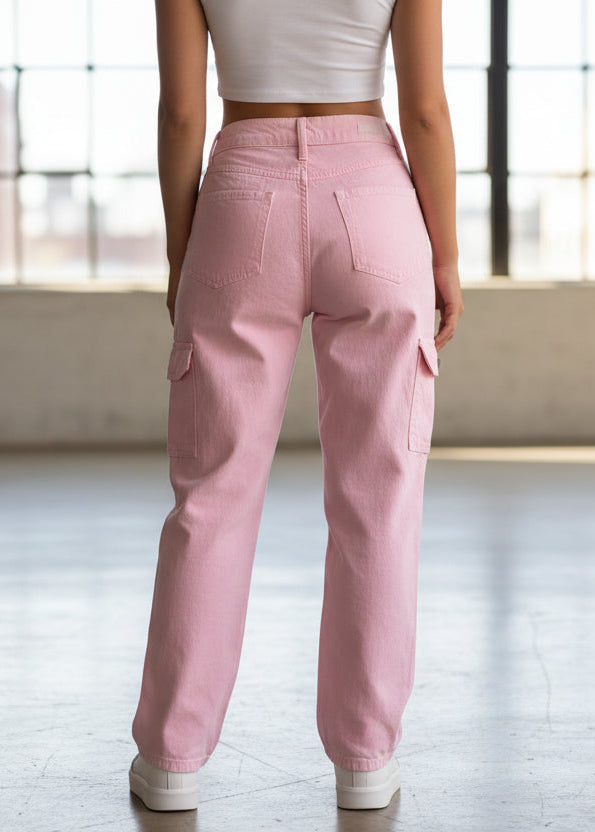 Cargo pants rosa mujer stretch PDMX Jeans diseño urbano