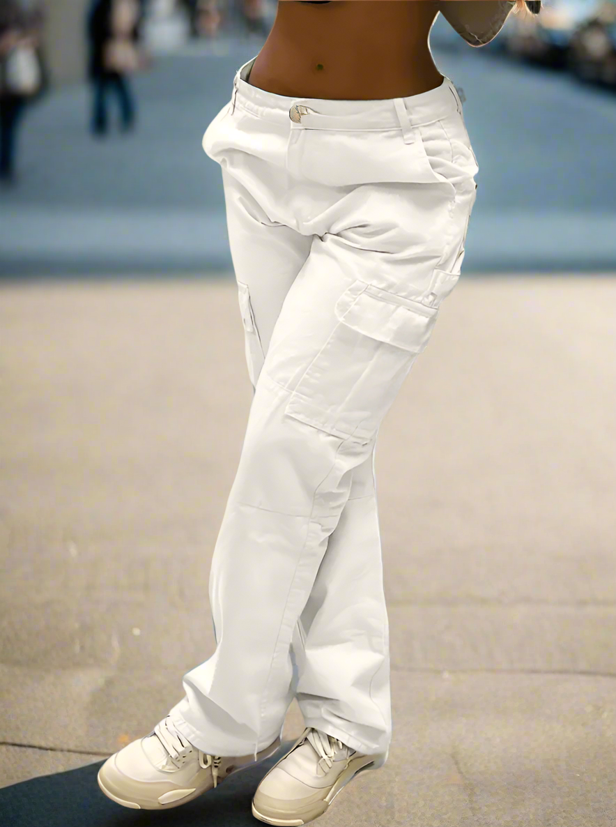  Pantalón cargo blanco mujer – Jeans modernos, cómodos y de tiro alto
