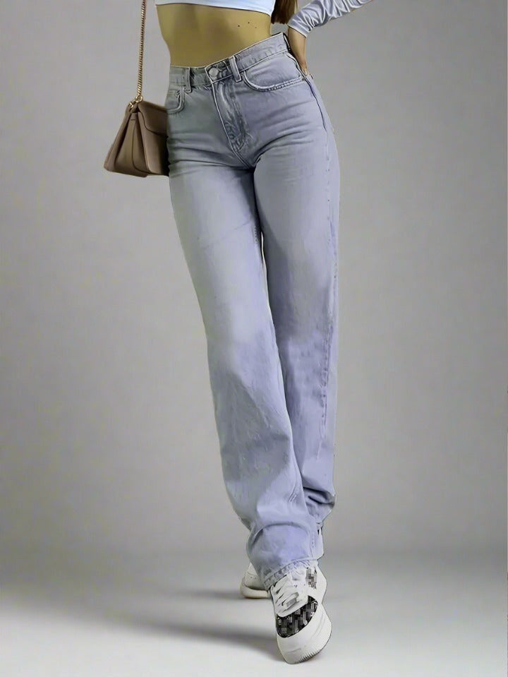 Straight Cut Skinny Jeans Azul Cielo para Mujeres