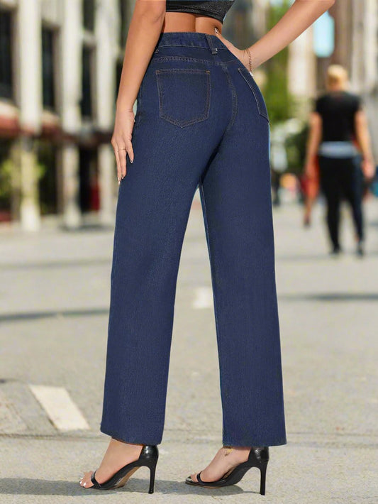 Jeans Barrel Leg Azules Oscuro para Mujer con entrega rápida