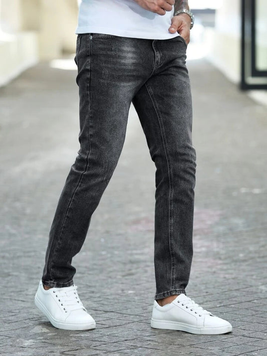 Jeans Slim Fit Hombre Negros Desgastados