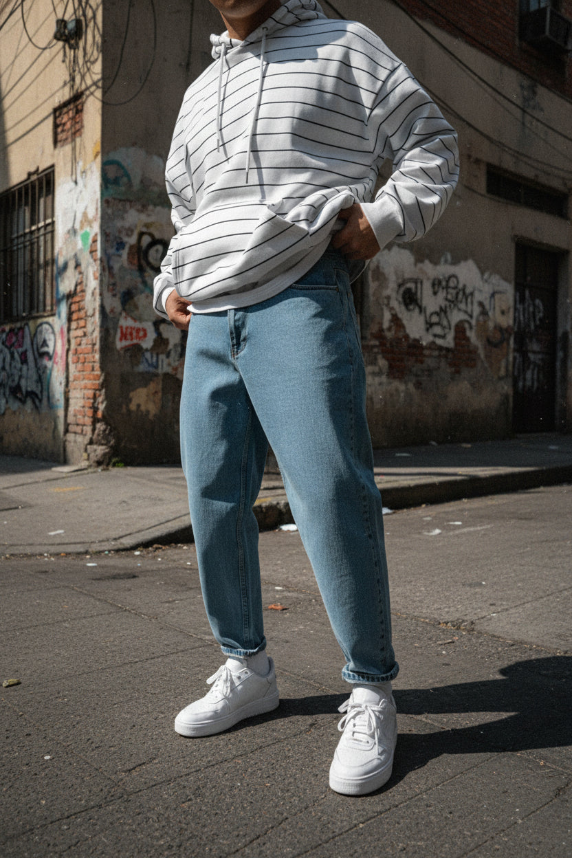 Mom jeans azules para hombre