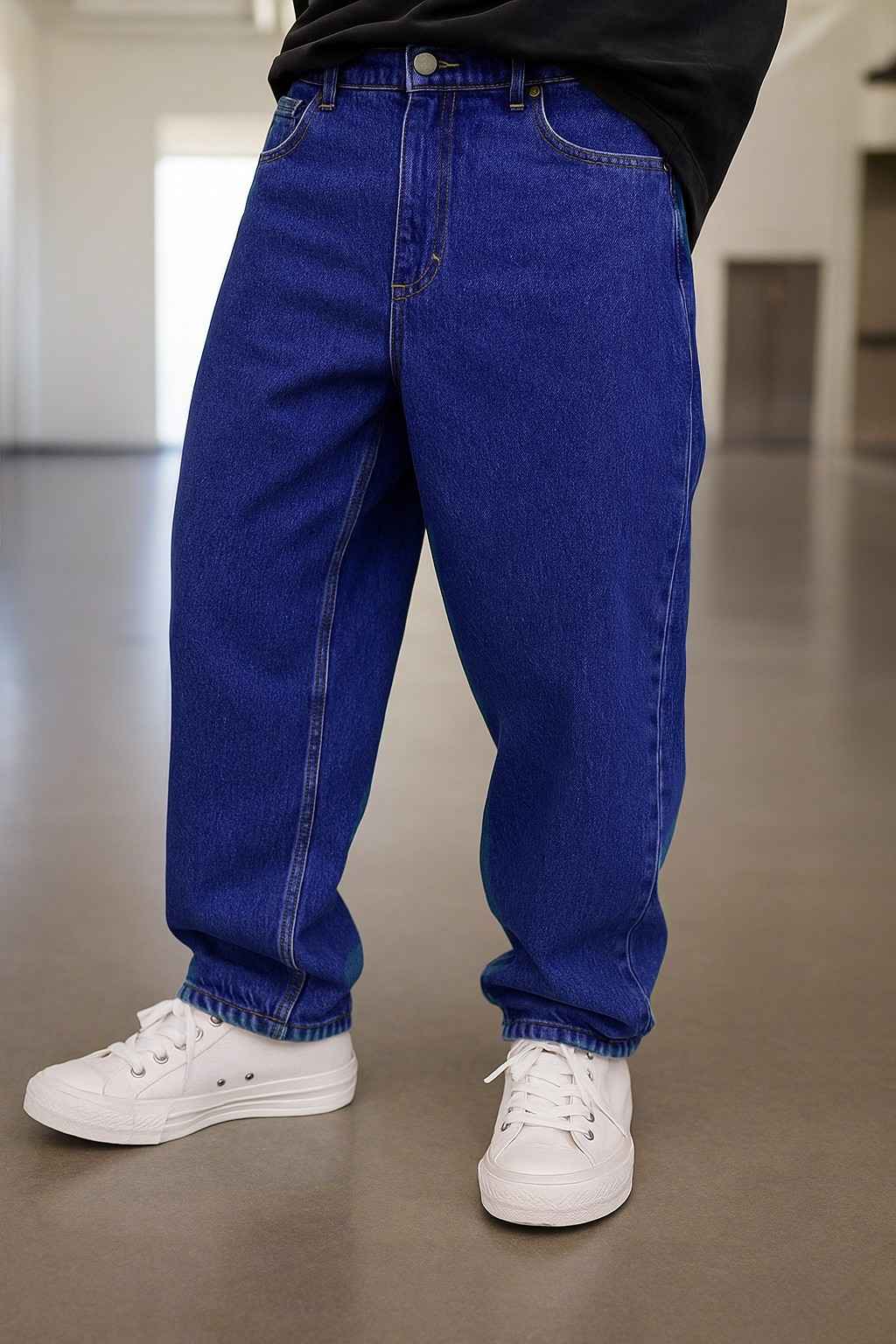 pantalones baggy hombre color azul corte regular