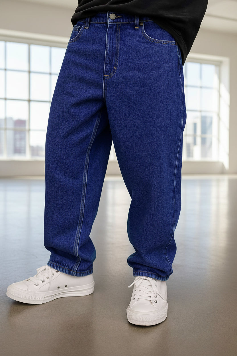 jeans azules estilo baggy hombre mezclilla
