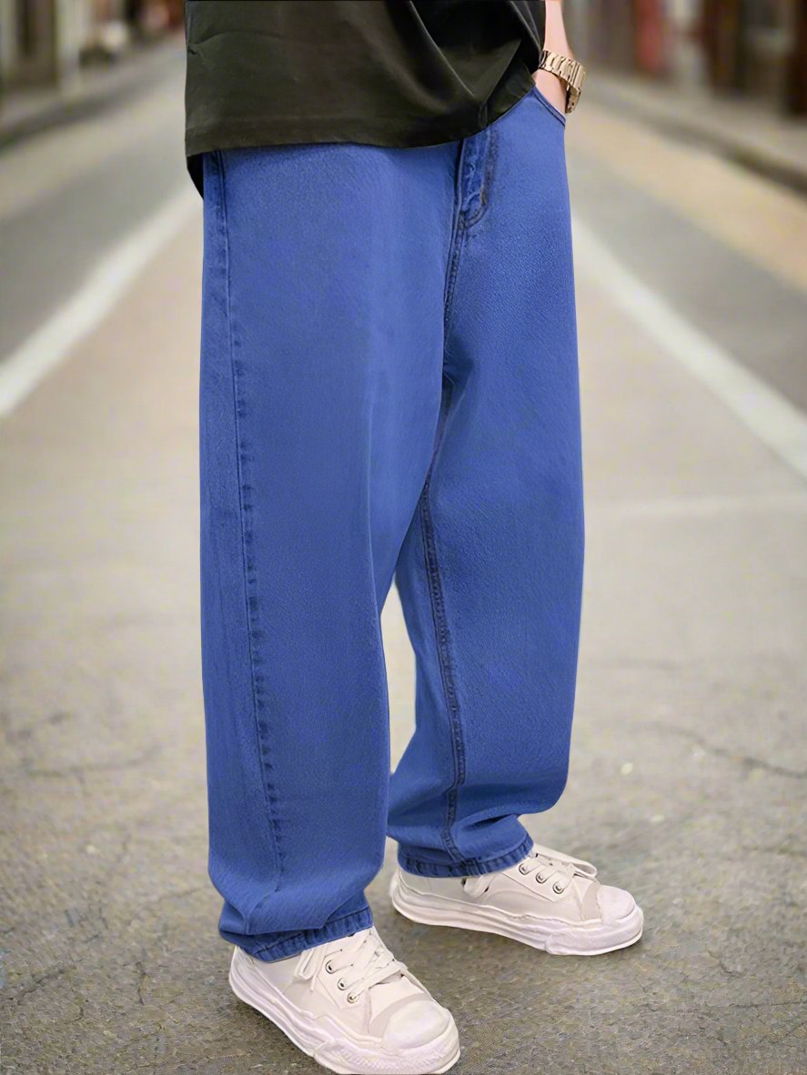 Pantalones de mezclilla azul estilo baggy para hombre