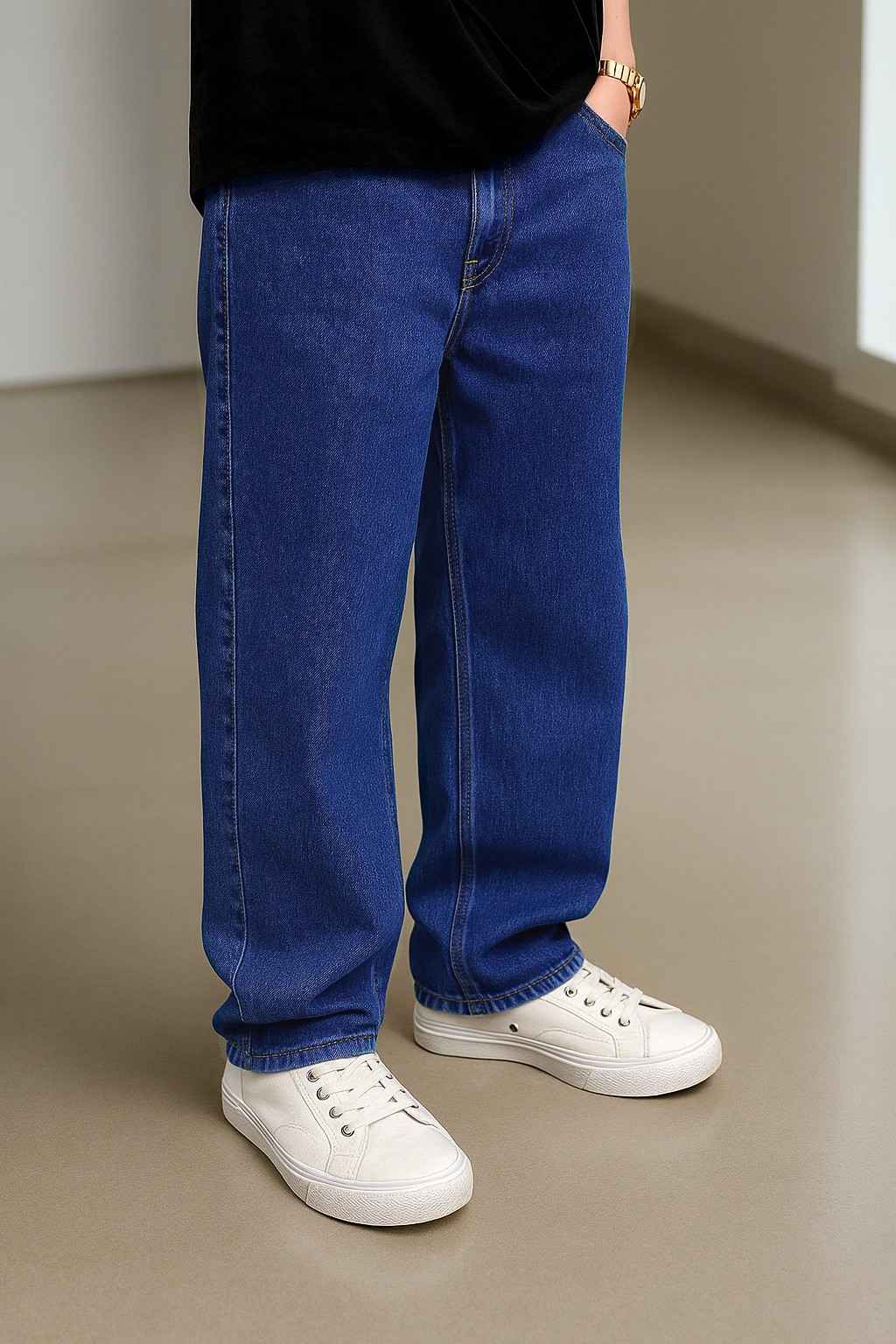 pantalones de mezclilla azules baggy hombre