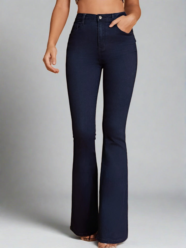 Pantalones Azules Oscuros Estilo Campana Bootcut Mujer