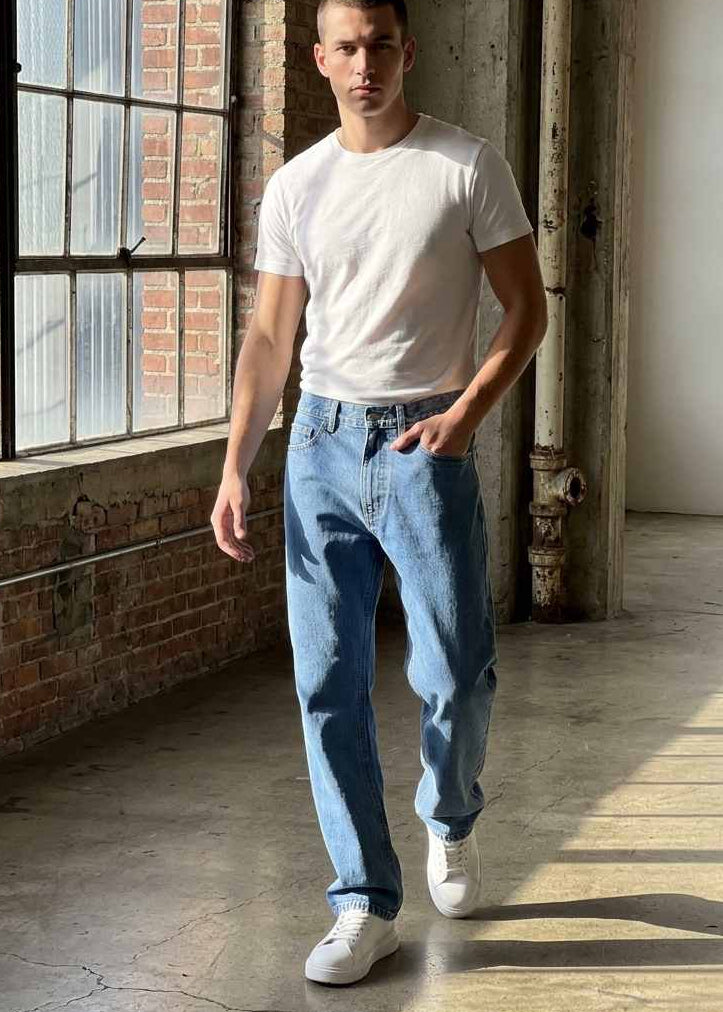 Jeans azules para hombre estilo vintage corte relajado uso diario PDMX Jeans