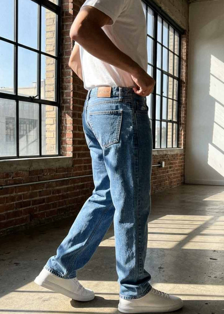 Denim hombre azul lavado vintage jeans corte relajado moda urbana PDMX Jeans