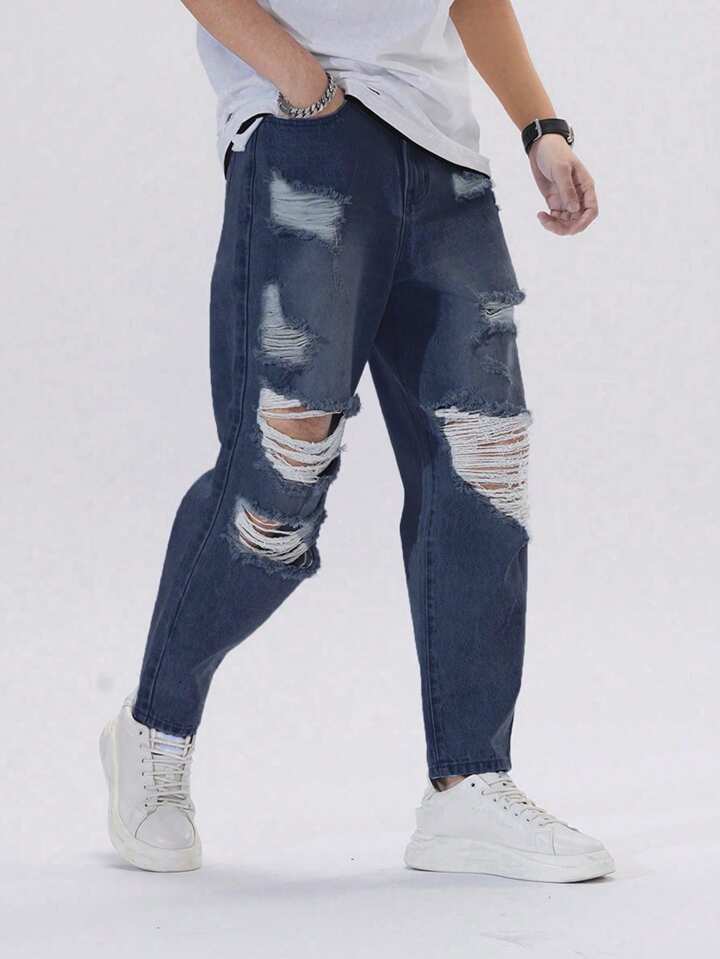 Hombre Mom Jeans Oscuro Azul Con Rotos PDMX PDMX Jeans hombre-mom-jeans-oscuro-azul-con-rotos-pdmx-pdmx-jeans