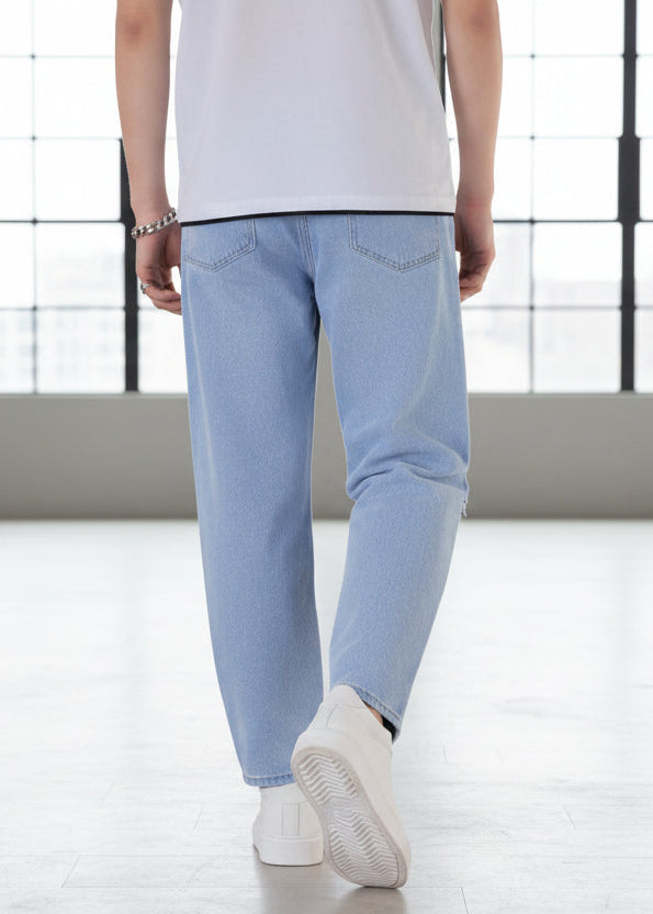 Look casual con Mom Jeans Azules Cielo Rotos para hombre de PDMX