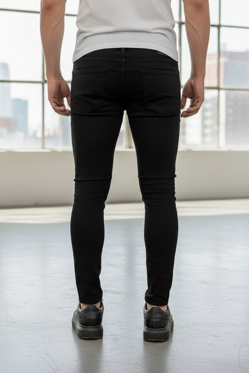 Super Skinny Jeans Pantalones Rotos Negro Hombre Skinny Jeans Jean