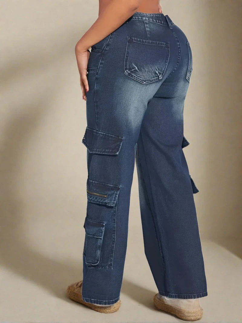 Vista trasera de Pantalones con Bolsillos Azul Oscuro estilo Mujer PDMX