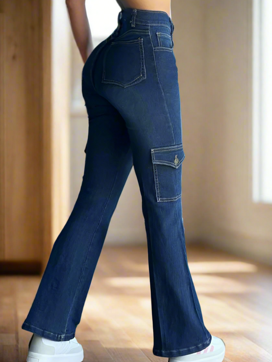 Jeans Cargo Acampando Azul Marino Profundo para Mujer