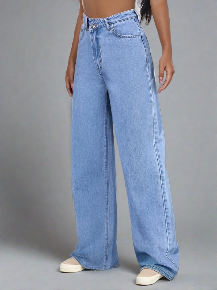 Pantalones Boyfriend Azul Claro Mujer