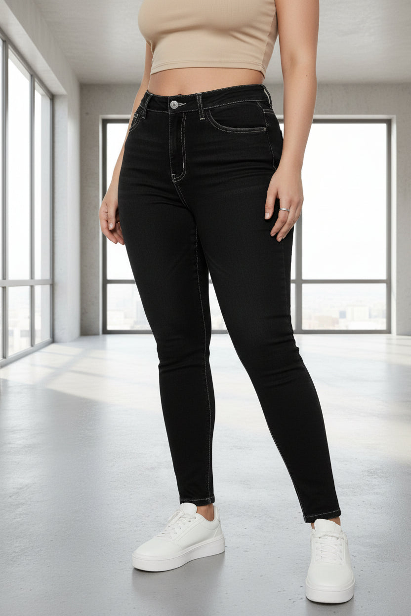 PDMX Jeans super skinny jeans negros para mujer ajuste ceñido