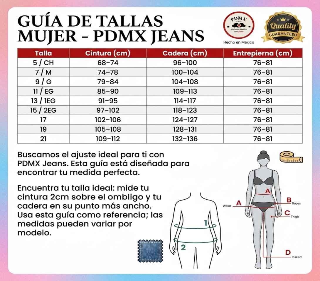 Guia de tallas para mujer