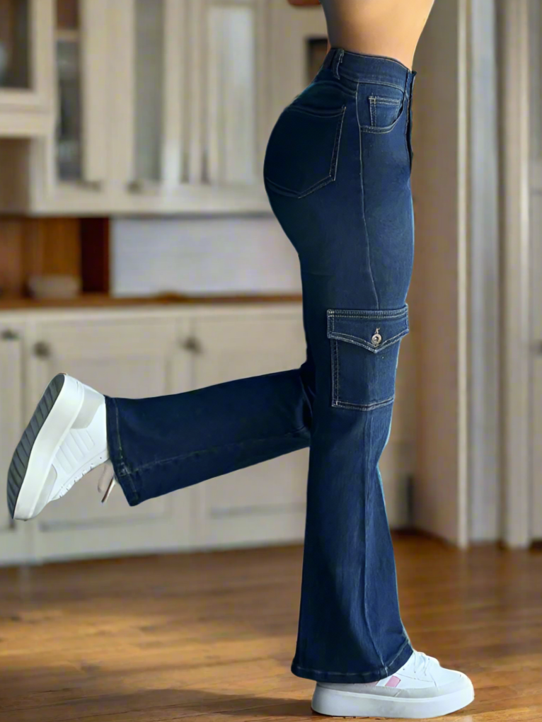 Moda Jeans Azul Marino Mujer Moda Pantalones Cargo Azules Moda