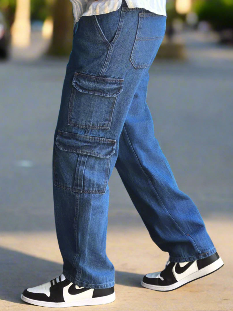 Pantalones Cargo Azul Oscuro para Hombres PDMX Jeans