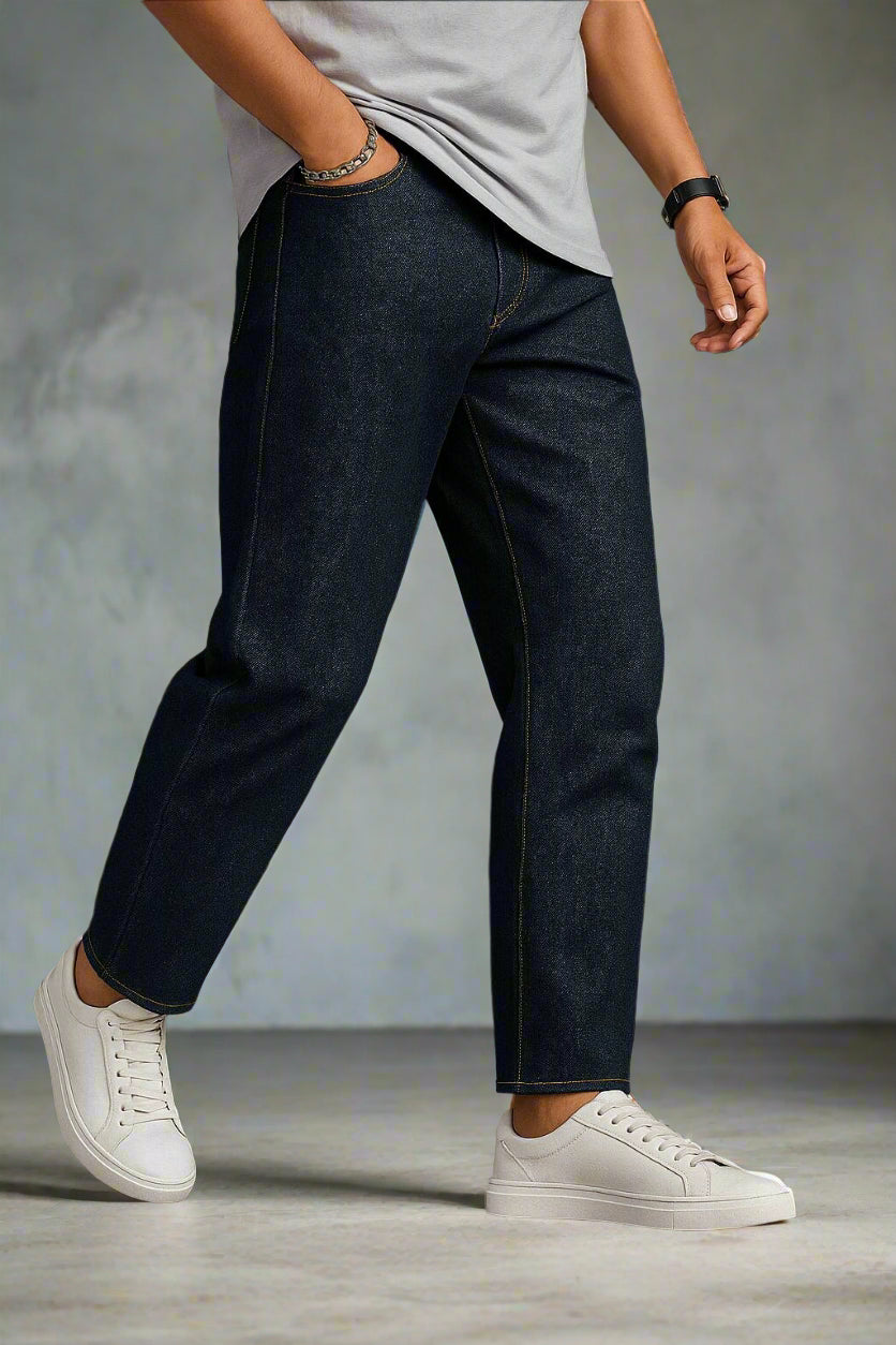 Vista lateral de jeans NorEdge Indigo Black para hombre