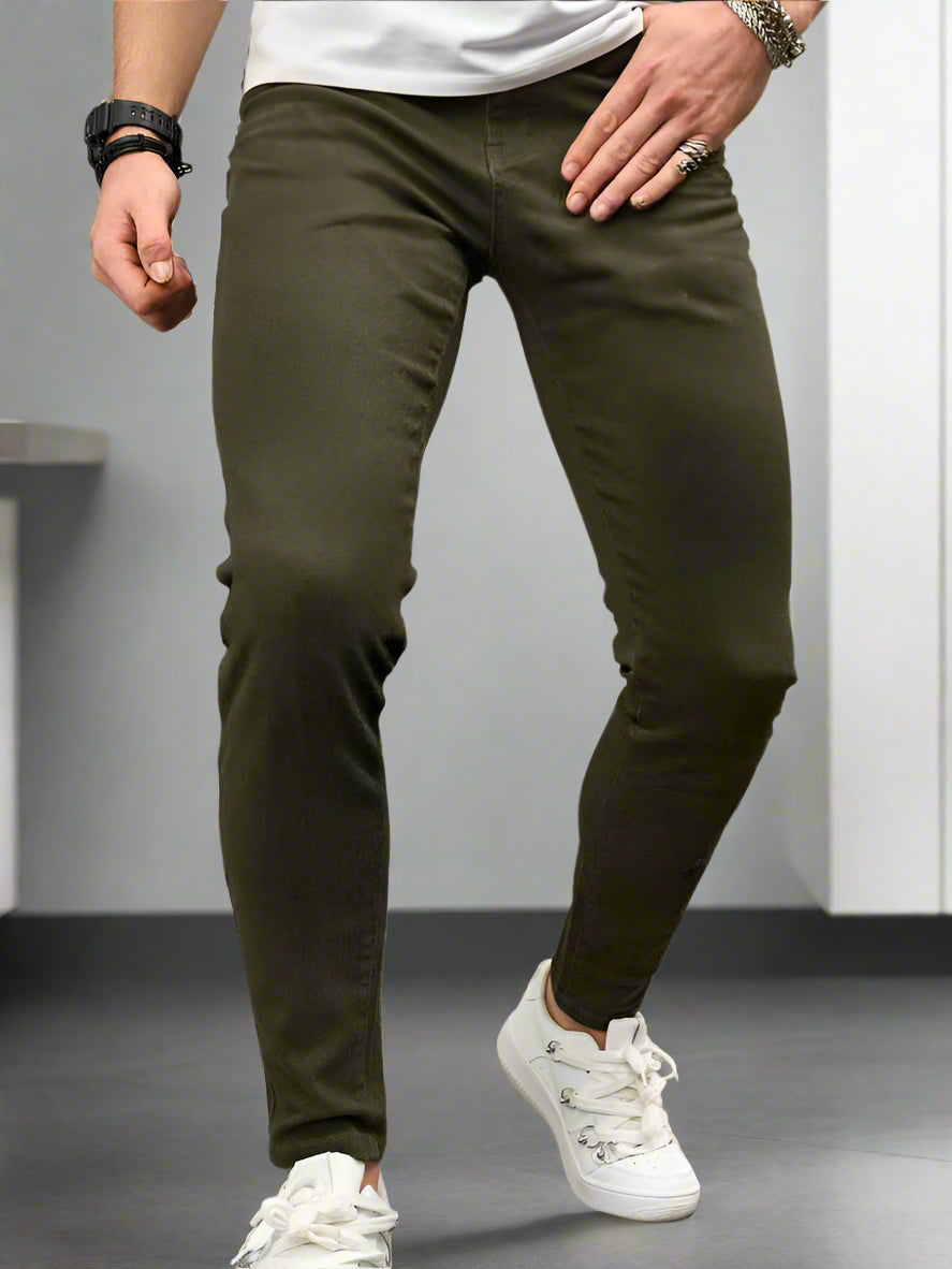 Jeans Verdes Skinny Rotos Hombres