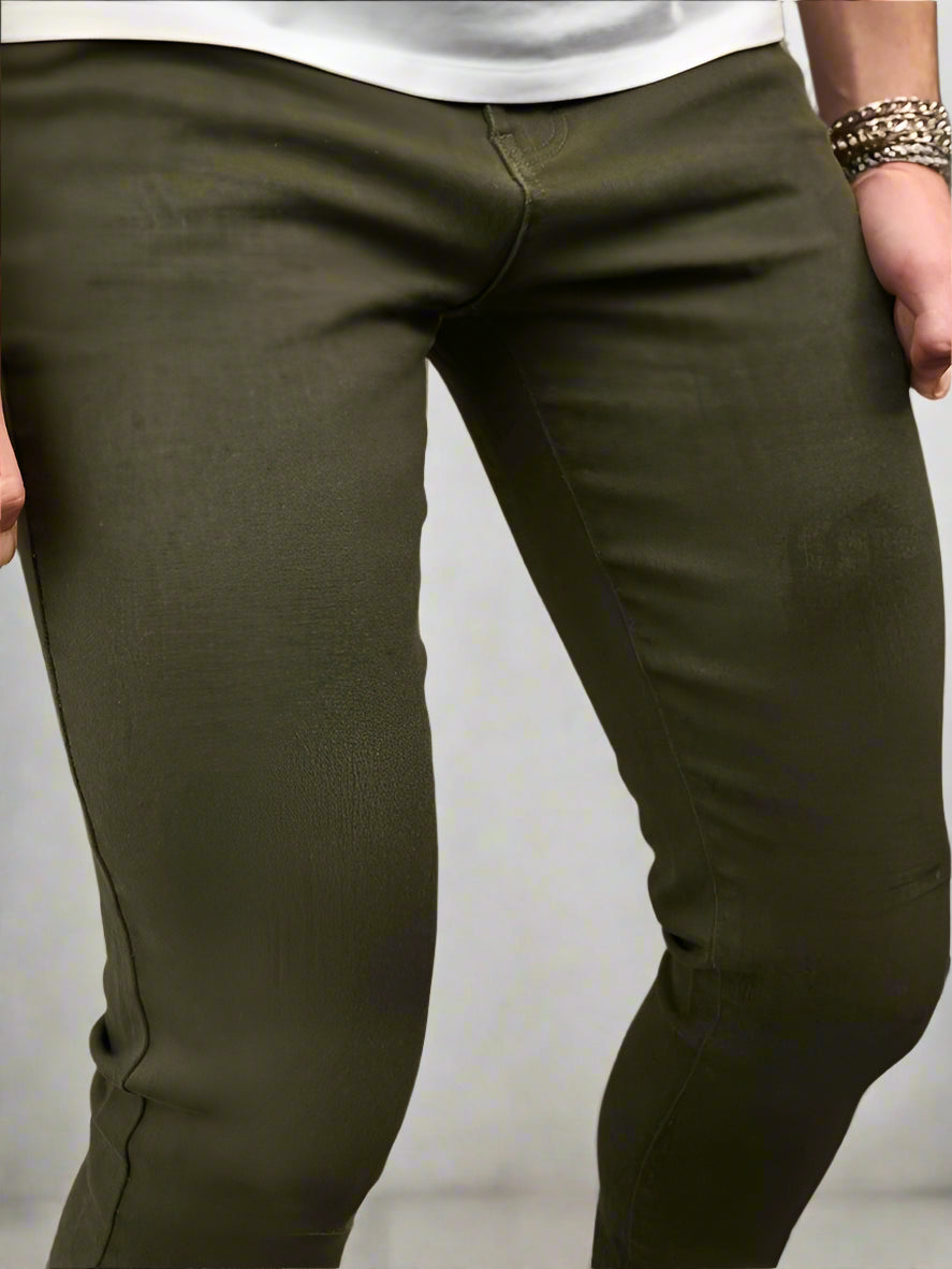 Pantalones Skinny Rotos Verdes Hombre PDMX