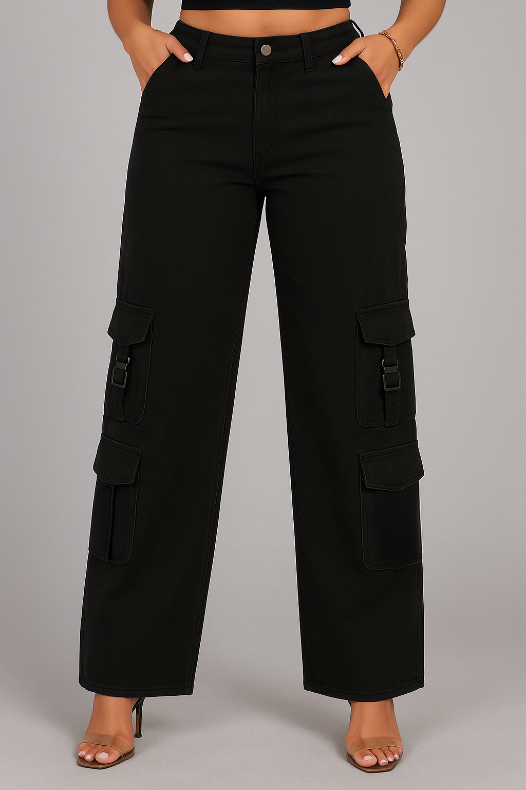 Jeans Cargo Pantalon Mom Negro Mom Jeans Pantalon Negro Deslavado