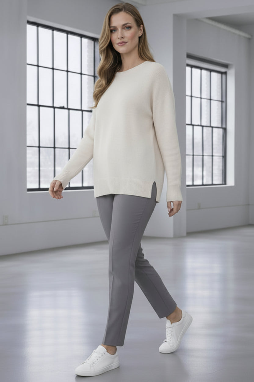 Pantalón moldeador CurveLift gris elegante tiro alto vista frontal