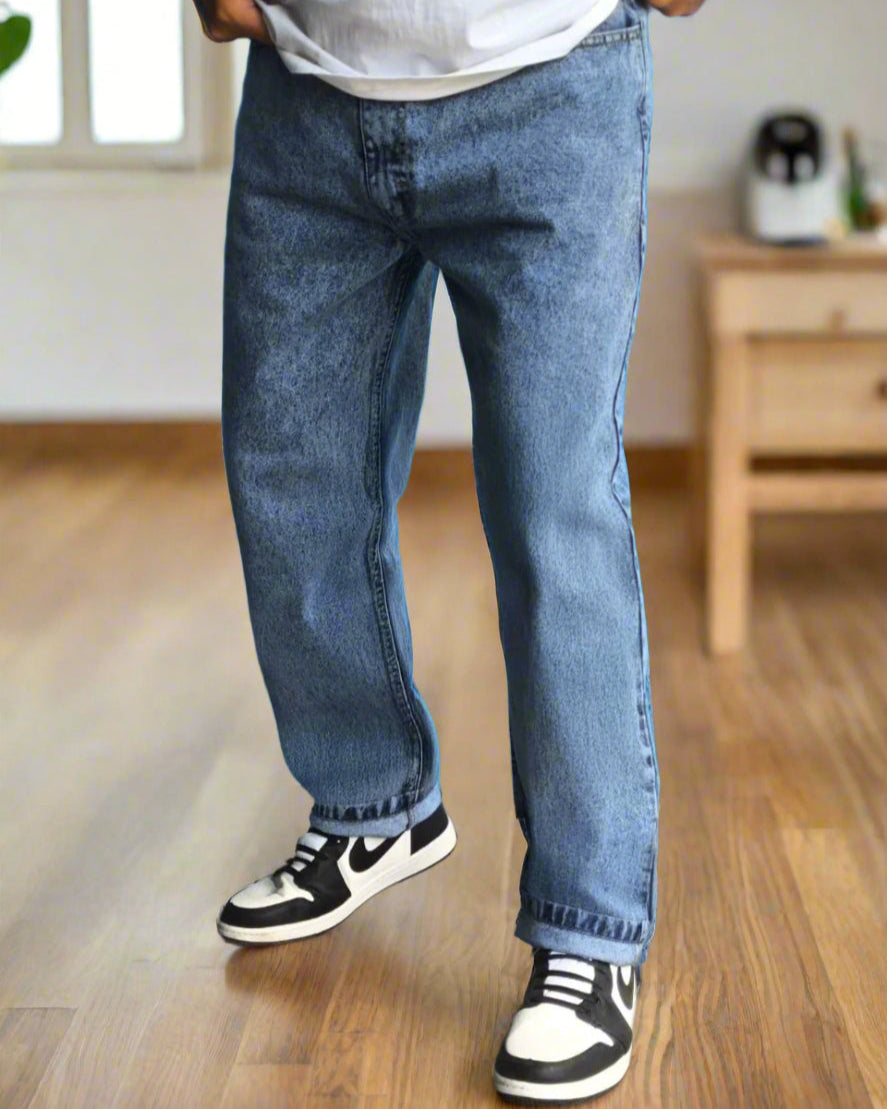 Denim para hombre estilo retro en tono azul vintage claro