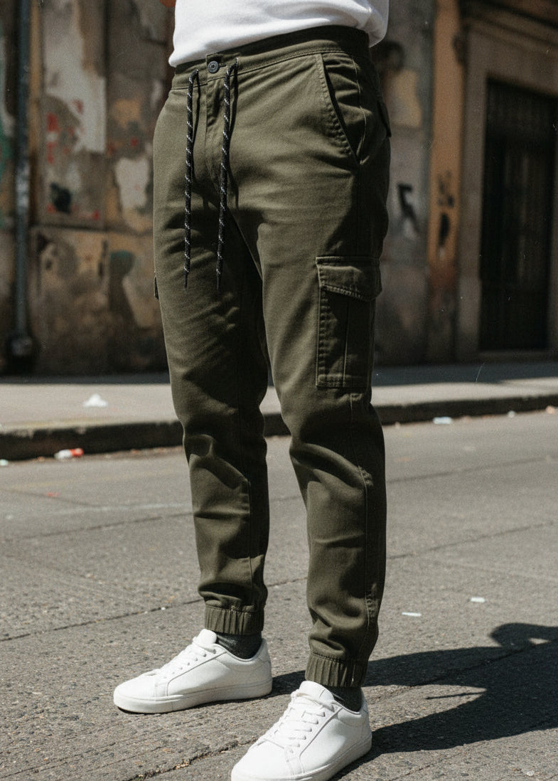 Pantalón Cargo Jogger para Hombres Verde Muy Oscuro - PDMX Jeans