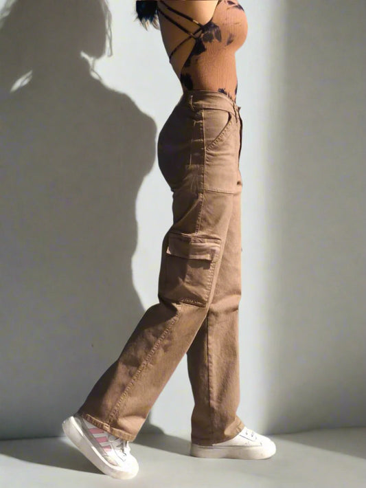Pantalones Cargo Taupe Clásico para Mujer de PDMX Jeans