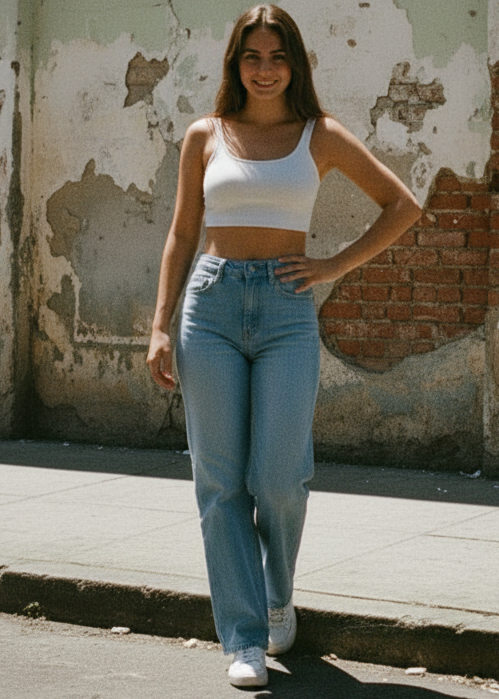 Jeans Boyfriend Azul Cielo Desgastados para Mujer