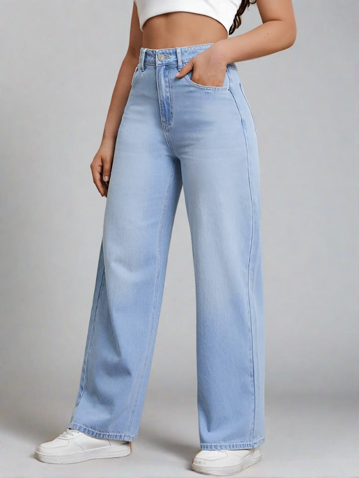 Jeans Boyfriend Azul Cielo Desgastados para Mujer