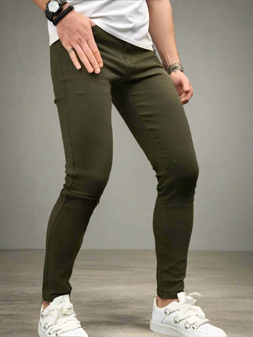 Jeans Rotos Verdes Skinny para Hombre PDMX en CDMX