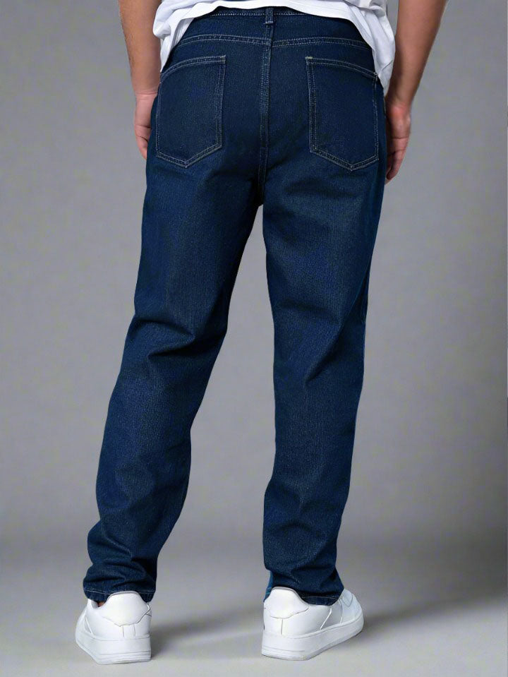 Jeans denim oscuro para hombre, estilo clásico y elegante