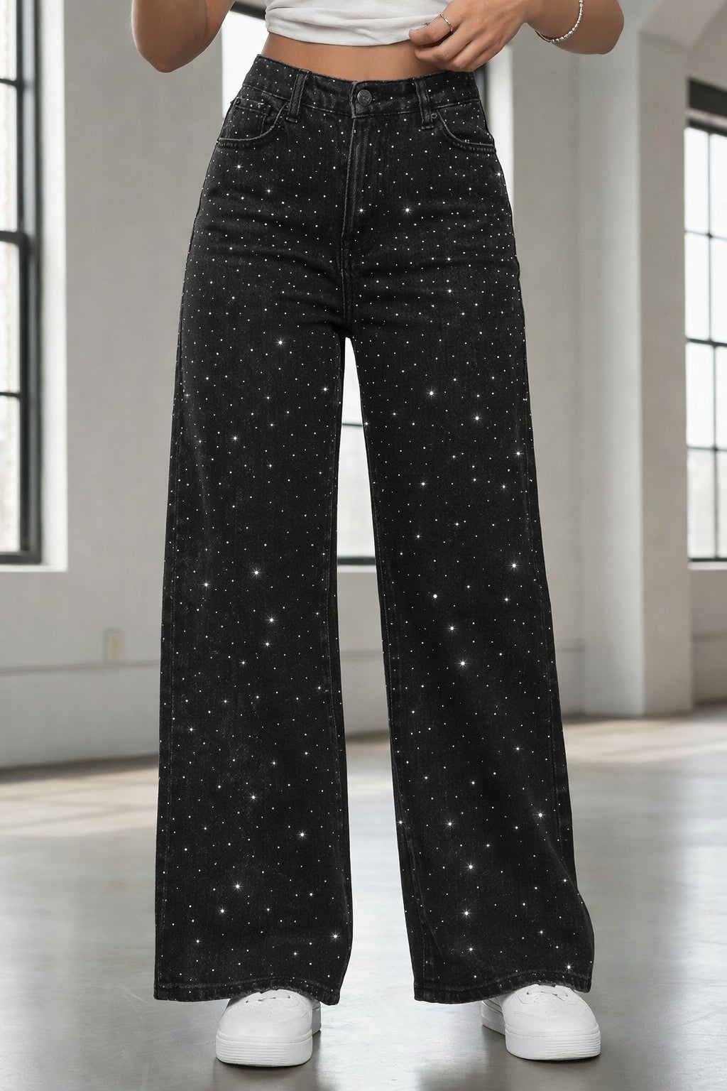 PDMX CRYSTAL NOIR STRETCH FEMALE BAGGY JEANS