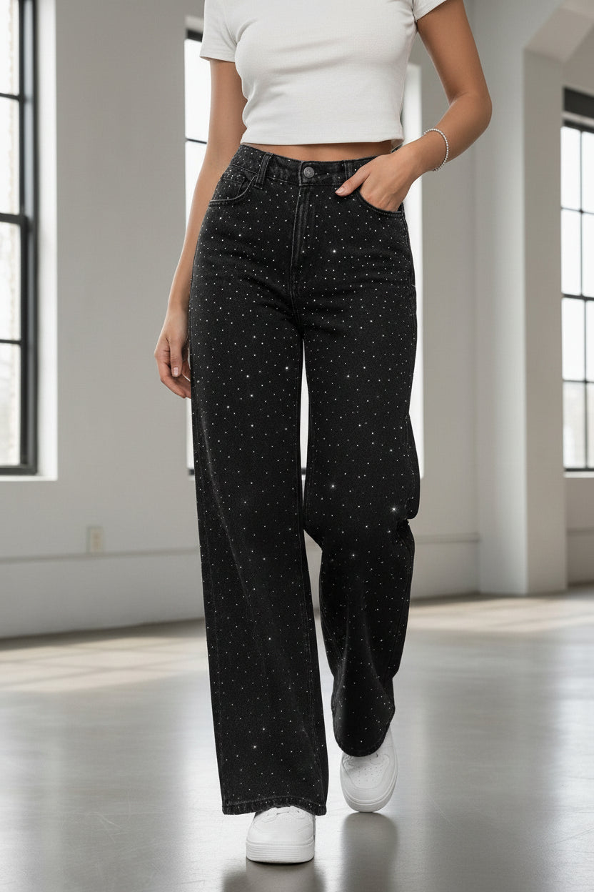 PDMX ECLIPSE NOIR CRYSTAL FEMALE BAGGY JEANS STRETCH