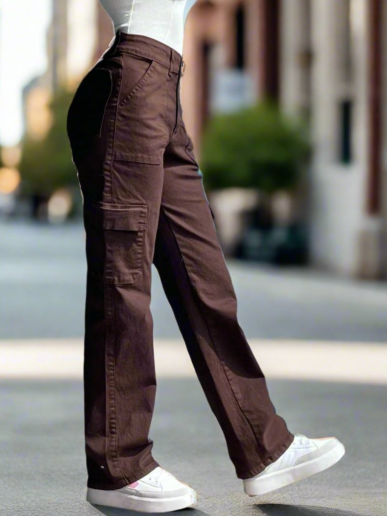 pantalones color cafe para mujer