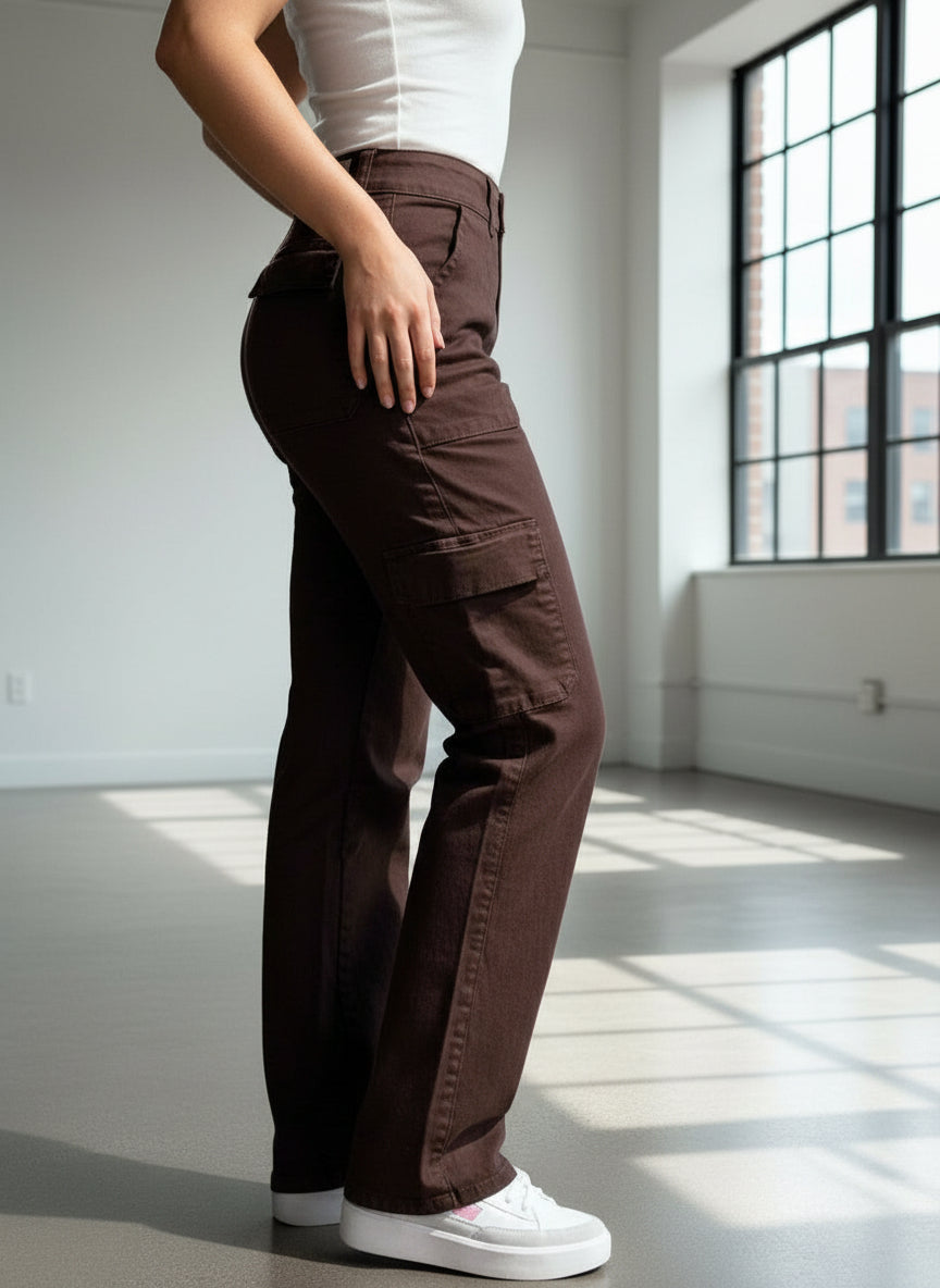 Pantalones Acampanados Pantalones De Mezclilla Tipo Cargo JEANS