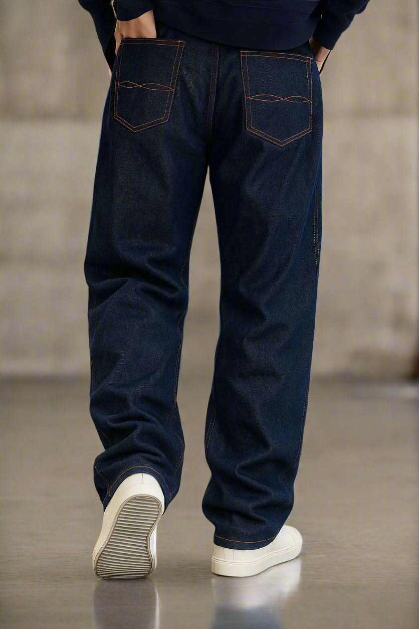 Jeans baggy Noir Edge indigo black denim premium