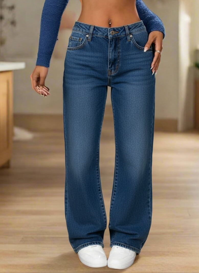 Baggy Jeans Mujer Azul Desgastados