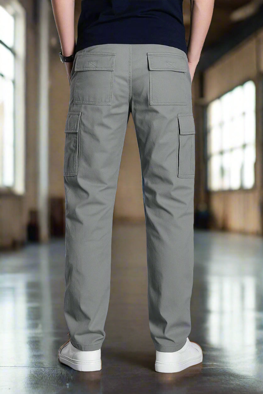 Vaqueros Cargo Grises de Corte Regular - Moda PDMX