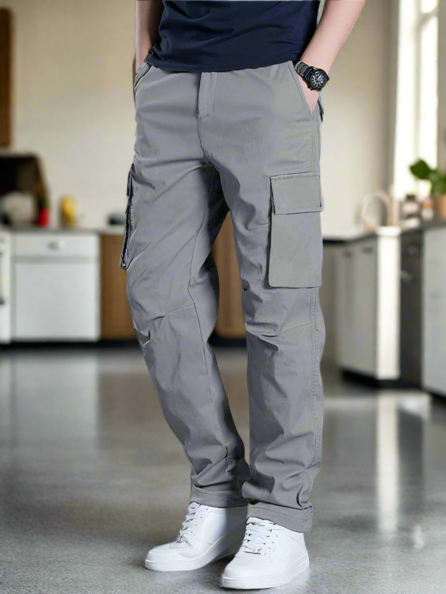 Jeans Cargo Grises Regulares para Hombre Estilo Urbano PDMX