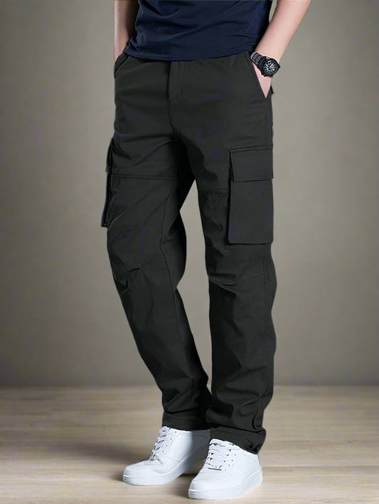 Pantalones Cargo Negros Regulares para Hombre - Vista Frontal