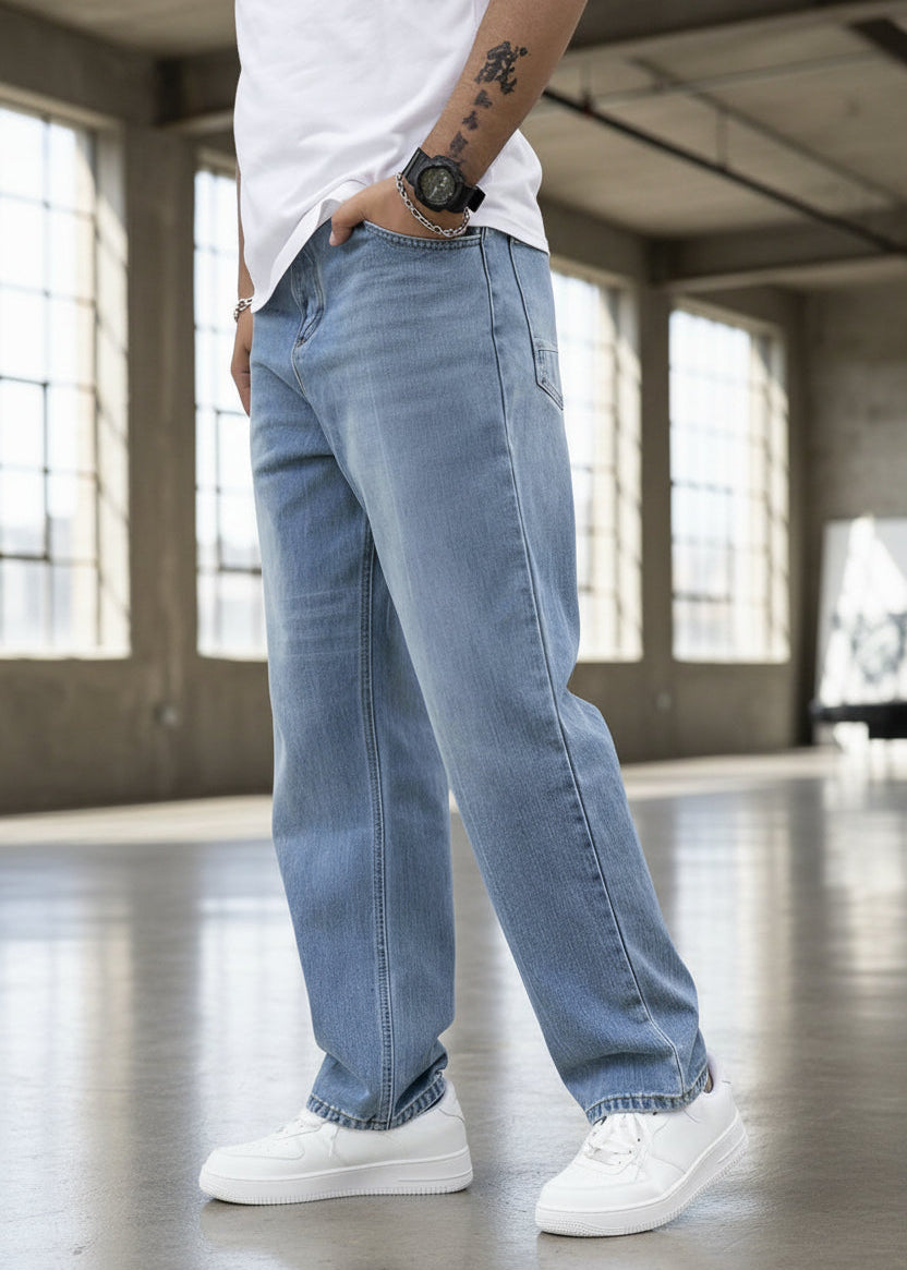 PDMX Jeans para hombre - Estilo Desgastado Azul Regular de alta calidad