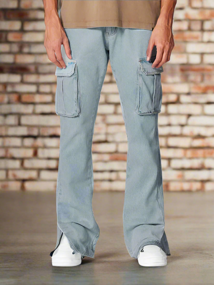 Jeans Cargo Grises de Campana PDMX para Look Moderno
