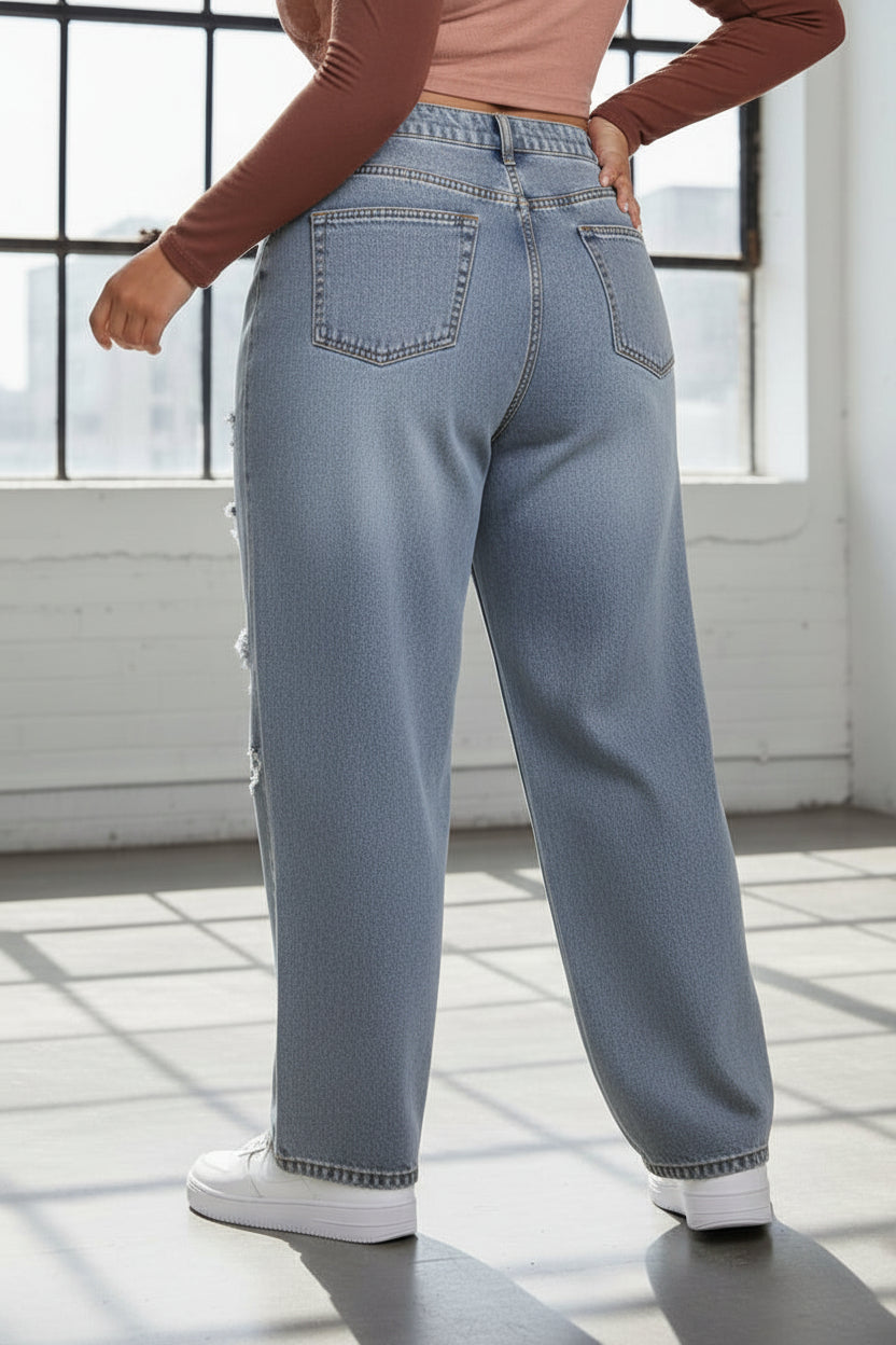 Baggy Jeans Azul Roto Mujer