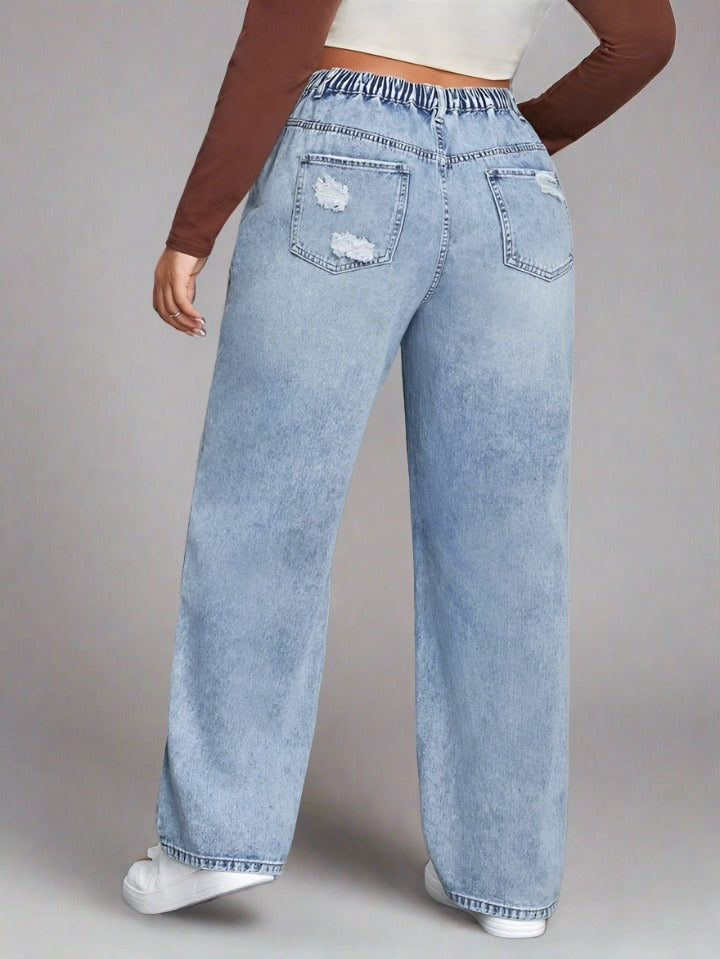 Baggy Jeans Azul Roto Mujer