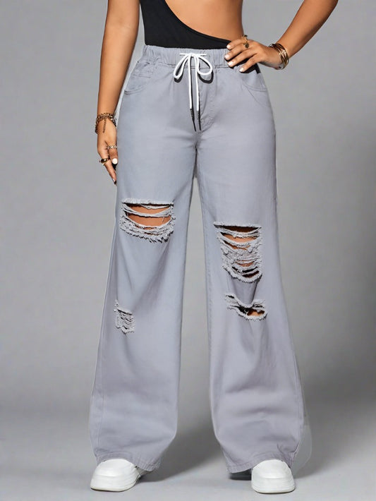 90'S Baggy Jeans Gris Rotos