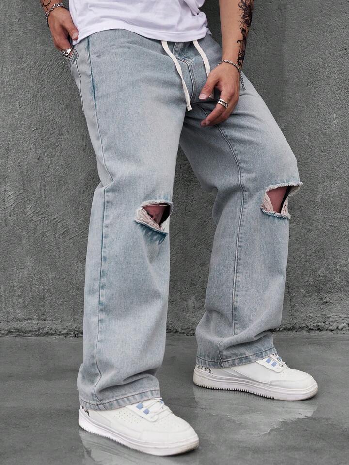 Estilo y funcionalidad en los Jeans Cargo Grises Rotos de PDMX